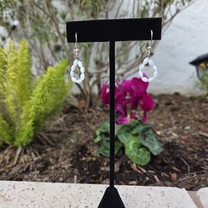 Elegant White Beaded Earrings